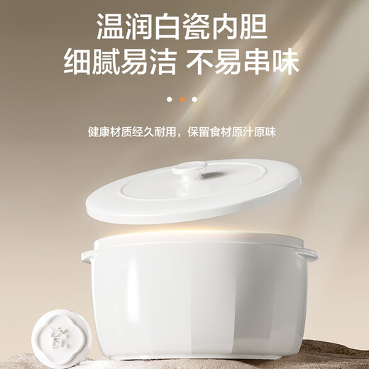 SUPOR electric stew pot, electric stew cup, water-proof stew, household porridge, soup pot, bird's nest stew pot, 4.5L white porcelain inner pot, steaming and stewing pot DZ25YC876 multi-function pot