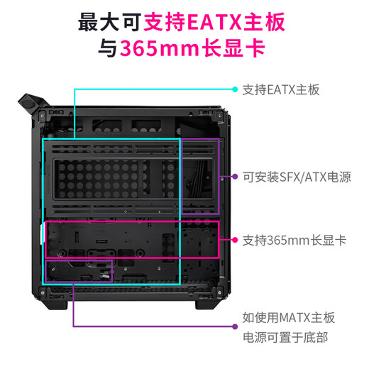 酷冷至尊（CoolerMaster）Qube酷方500 黑 EATX中塔电脑台式机箱 自由拼装/280散热水冷/钢玻侧板/7硬盘位
