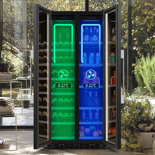 BAIKAILUN variable frequency wine cabinet dual temperature constant temperature red cabinet home living room ice bar office tea refrigerator double door office thin zero embedded bench embedded freezer embedded glass refrigerator mirror dual temperature fully equipped with 274 bottles thin section