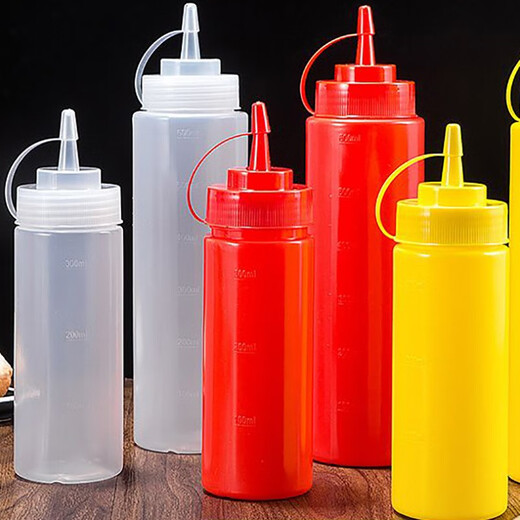 Zhuoyi undyed squeeze bottle food-grade squeeze bottle plastic salad bottle leak-proof jam bottle condiment bottle commercial ketchup bottle 800 ml (pack of three)