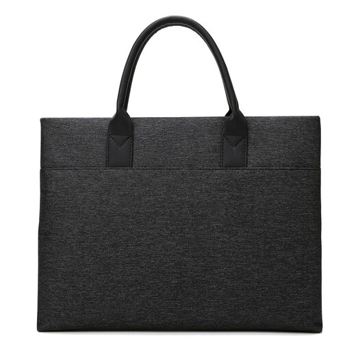 Meidu briefcase men's business handbag casual men's bag large capacity canvas computer bag conference document bag horizontal briefcase black 14 inches