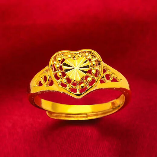 Fat Donglai's same style 18K gold love ring Hong Kong duty-free gold 18k live heart five-line multiple rings for women, double heart ring