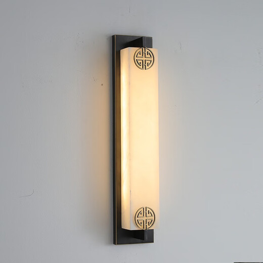 Tong Denghui new Chinese style all-copper outdoor waterproof wall lamp natural marble door on both sides of the courtyard villa garden lamp long wall lamp outdoor wall lamp copper color-Fu 100cm