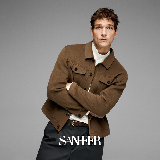 SANHEER, модная и простая двусторонняя шерстяная мужская джинсовая шерстяная куртка ручной работы в итальянском стиле, осенне-зимняя мужская джинсовая шерстяная куртка DAF211, темно-серая, на один размер меньше 2XL / 54