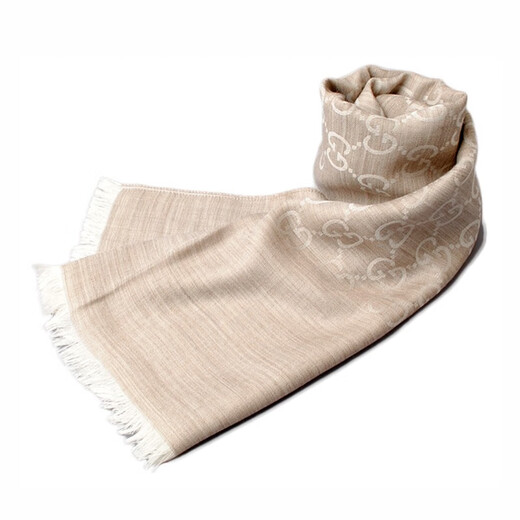 GUCCI Gucci scarf women's double G printed wool scarf beige 165904 3G646 9500
