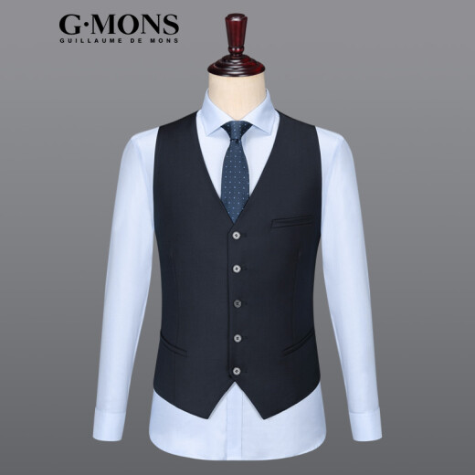 GMONS 100% wool suit vest cardigan men's workwear sleeveless men's vest wedding slim men's vest shopping mall same style navy 48 size 175/92A