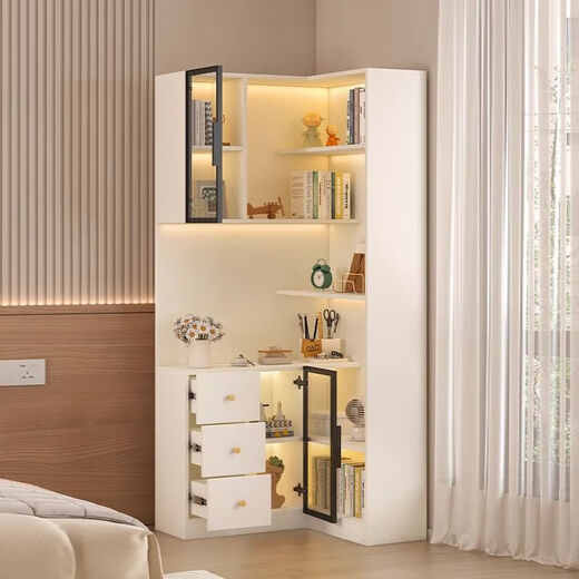 Hongsenji Corner Bookcase Living Room Sofa Corner Cabinet Triangular Side Cabinet Corner Cabinet Storage Rack Bedroom Corner Storage Cabinet Style 13-60*60*200