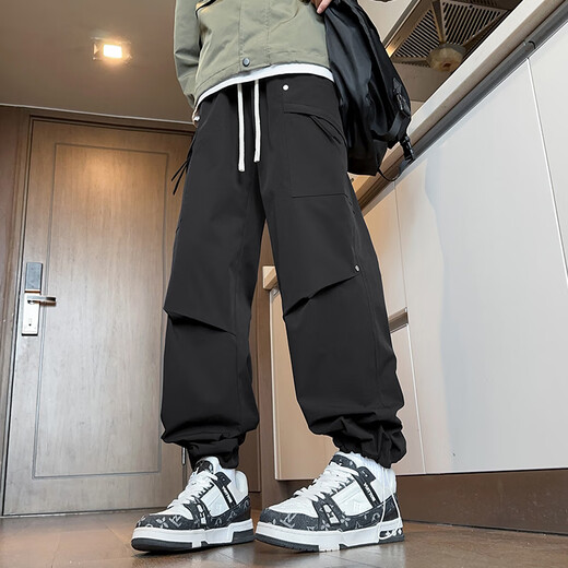 Dingfengbaoluo casual pants men's autumn loose long pants sports quick-drying American outdoor overalls 2416 black XL