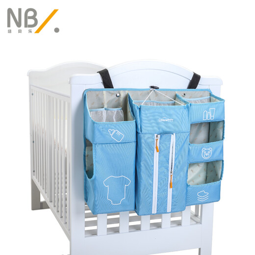 New Belle crib storage bag bedside hanging bag multifunctional diaper bedside storage bag washable storage bag sky blue