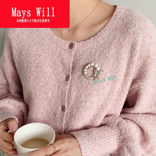 Mays Will brooch pearl butterfly high-end rhinestone women anti-exposure petals pearl gold-brooch