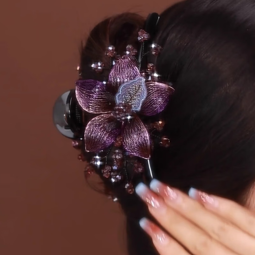 Liangshihuan High-End Retro Clip Women's 2025 New Handmade Butterfly Shark Clip Elegant Hair Clip Headwear Birthday Gift Flower Clip