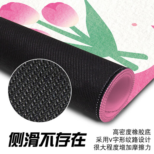 汝沁莲少女心鼠标垫超大号可爱简约女生粉色森系办公电脑键盘垫学习桌 9735落日郁金香 900mm*400mm*3mm