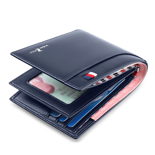 Williampolo Paul Wallet Herren Kuhläden Männer Brieftasche Kurzer Führerschein Brieftasche Wallet Wallet Vatertag Geschenke für Papa Blau