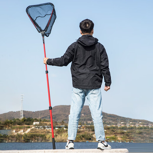 Zhenyou (Grsaed) fishing net set, one-piece triangle copy net, fishing net bag, large object copy net head pole, foldable and telescopic 1.8 meters