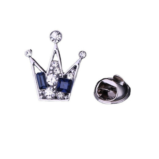 Timo Crown Collar Nadel Herrenbrosche Accessoires Anzug Kristall Brosche Zhang Songwen gleiche Kragen Nadel Hemd Pin Summer Gun Black Crown Tinte Blue Diamond plus Ersatzknopf B00-307