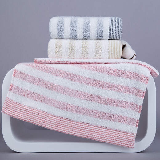 Sanli towel 3 pack pure cotton striped face wash soft and absorbent 33*72cm red/blue/yellow