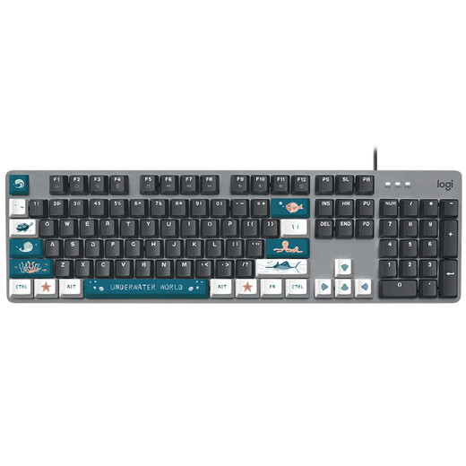 罗技（Logitech）K845机械键盘游戏电竞有线键盘电脑办公键盘个性定制键帽版送男生女友礼物 K845海洋键帽版 茶轴
