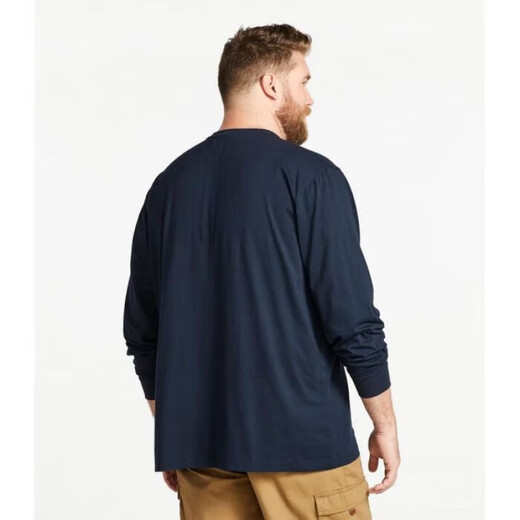 L.L.Bean Bean T-shirt men's long-sleeved Henley shirt solid color classic comfortable fashionable top bottoming shirt comfortable and versatile for daily use Black black S suitable for net bust 97-105CM
