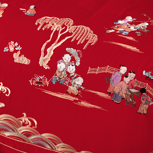 NOAHER Home Textiles Four-piece wedding bedding set 100-count long-staple cotton heavily embroidered wedding multi-piece set Newlyweds festive bedding pure cotton set Sheet style four-piece set 2.0m (6.6 feet) bed (220 240 quilt sets) NOAHER Home Textiles Four-piece wedding bedding set 100-count long-staple cotton heavily embroidered wedding multi-piece set Newlyweds festive bedding pure cotton set Sheet style four-piece set 2.0m (6.6 feet) bed (220 240 quilt sets)