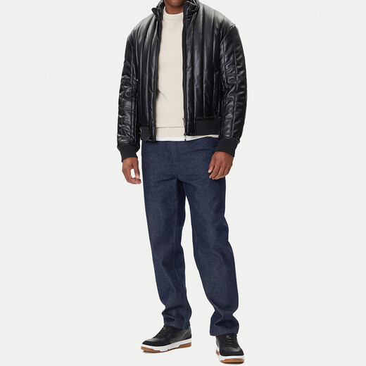 ARMANI/阿玛尼 AX 男士时尚休闲保暖棉夹克皮衣外套 XM001124 AF16647 黑色 UC001 M