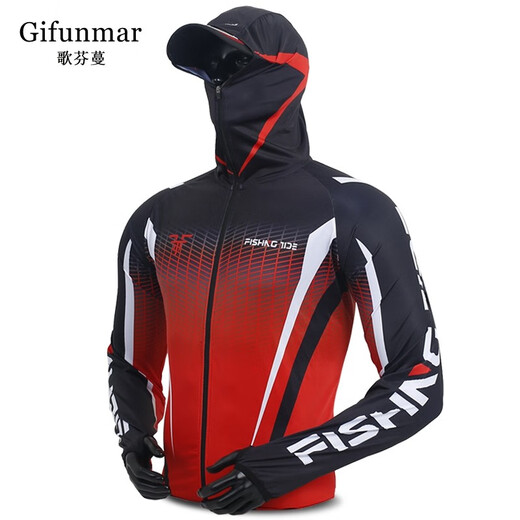 GILFUNMAR ice silk quick-drying fishing clothing suit men's summer thin fishing sun protection clothing anti-mosquito clothing sea fishing fishing clothing and pants white with black pants suit 2XL suitable for 160-180