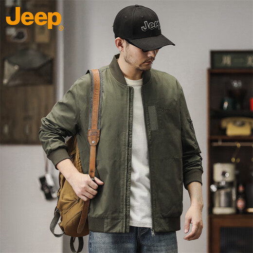 Jeep (JEEP) Jacket Men's Jacket Autumn and Winter Workwear Baseball Collar Casual Trendy Clothes Men's Military Green XL