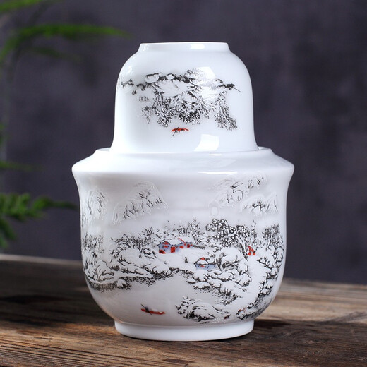 Jiulou Pavilion Jingdezhen blue and white ceramic wine warmer Chinese style ancient household old-fashioned wine scalding device wine warmer set 2 liang Snow scene 2 liang standard