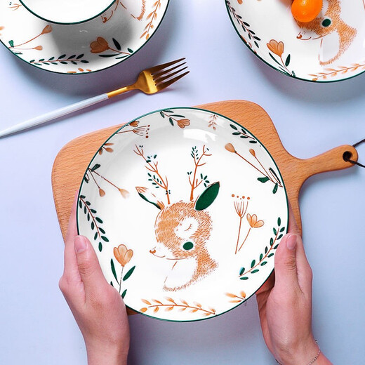 Wanxiang Xiaolu Japanese-style underglaze bowl and dish set household ceramic tableware bowl chopsticks noodle bowl soup bowl plate chopsticks combination bowl