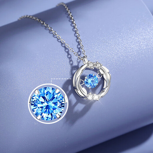Djin Yu You Accompany Necklace Women's 925 Silver Clavicle Chain Beating Pendant for Wife Valentine's Day Birthday Gift for Girlfriend White Diamond Yu You Accompany Necklace