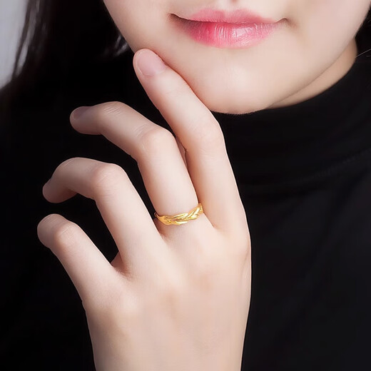 Hande Gold Store pure gold wheat ear 9999 gold ring plain ring live ring gold-plated Valentine's Day wheat ear ring 1.2g