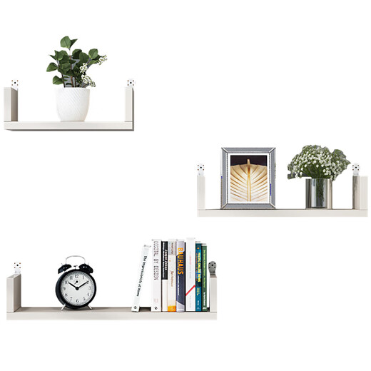 Shuaili punch-free wall shelf wall rack guest restaurant wall hanging bookshelf partition three-piece set white SL8214Z