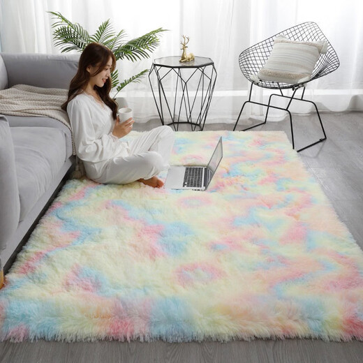 Qingqing Libin thickened carpet for bedroom girl stain-resistant bedside living room tatami room large area full carpet water gray 50X200 cm