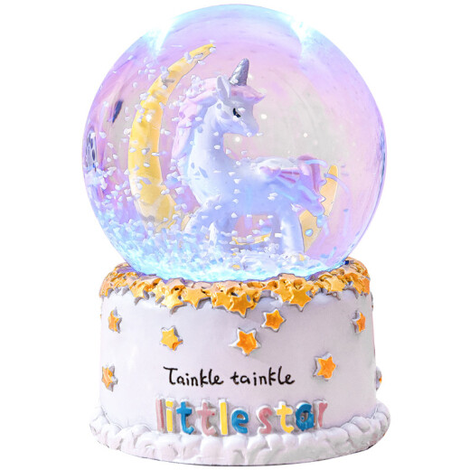 Christmas gifts for girlfriends, children's crystal ball music box, music box ornaments, birthday gifts for girls, children for best friends, creative and practical wedding gifts, rainbow unicorn [lanterns + multiple music + automatic falling snow]