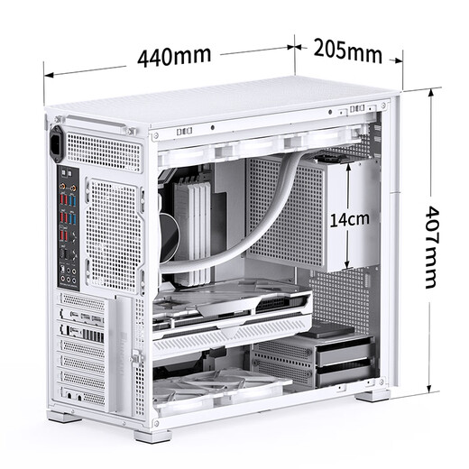 JONSBO Pinecone D41 MESH version white ATX chassis (dual 360 radiator/ATX power supply/Type-c Gen2 10Gbps+/vertical air duct/long graphics card)