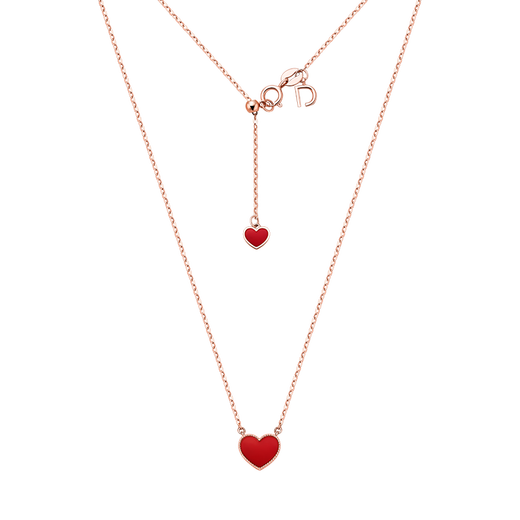 DR store quick delivery necklace pendant HEART series small red heart 18k gold carnelian set chain 18k gold *small quantity in stock