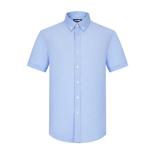 Navigare Italian small sailboat short-sleeved shirt men's summer light and breathable solid color commuting shirt 1323572031 denim blue/white L/40
