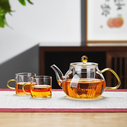 Lvchangming glass teapot thickened heat-resistant tea set office household with filter teapot kung fu tea set