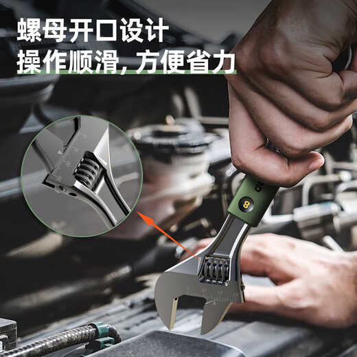 Deli home series multifunctional adjustable wrench plastic handle open adjustable wrench laser scale 8 inches HT1508L