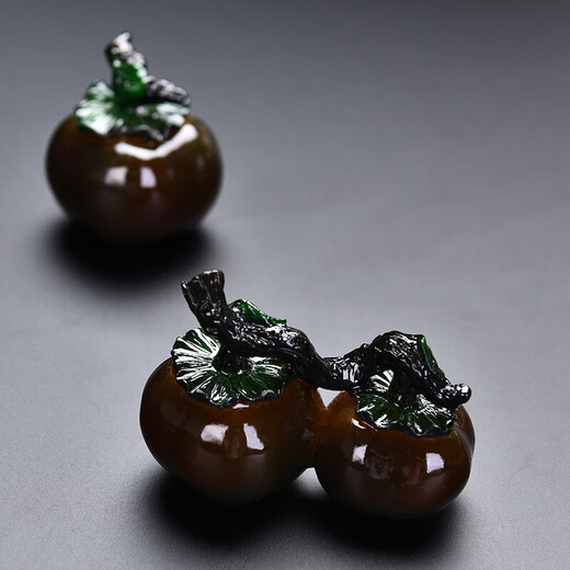 Xiangye Tea Pet Decoration Color Changing Persimmon Boutique Creative Tea Set Accessories Temperature Sensing Water Change Color Tea Play Can Be Raised Tea Table Tea Tray Kung Fu Tea Set Decoration Color Changing Tea Pet - Good Persimmon in Pair (Red)