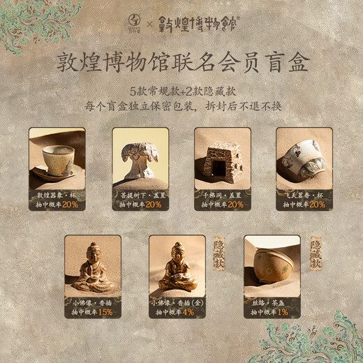 Wanqiantang (Edenus) tea ceremony ornaments, ceramic high-end Kung Fu tea sets, Dunhuang series tea pet ornaments, Dunhuang co-branded blind box A 1 Dunhuang blind box (random)