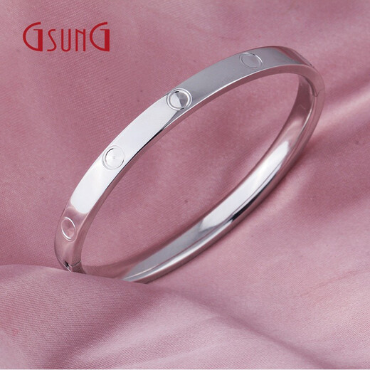 GsunG Platinum PT950 Bracelet Women's Platinum Men's and Women's Couple Bracelet Simple Fashion Spring Buckle Bracelet Priced by Gram Contact before bidding