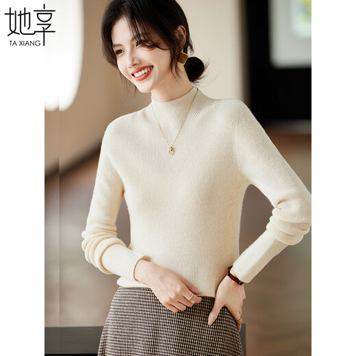 She enjoys half-turtle collar 100% pure woolen sweater for women in autumn and winter, wool sweater for women. Recommended 90-125Jin Jin is equal to 0.5 kg