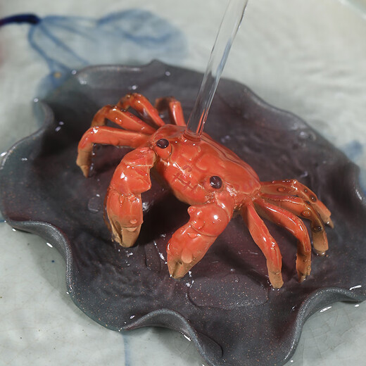 Zun Pot Tea Pet Ornaments Purple Clay Color-Changing Crabs from All Directions Can Bring Good Luck Color-Changing Crabs Lotus Leaf Green