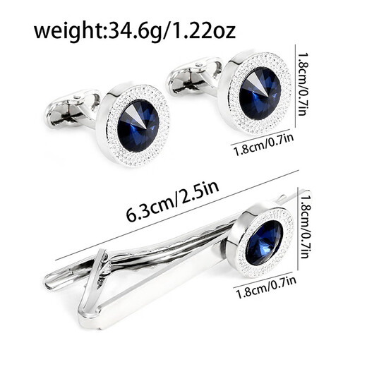 Yezhi cufflinks men's tie clip men's business formal shirt sleeve nails French high-end gift for father and boyfriend Klein blue cufflinks gift box with tie clip