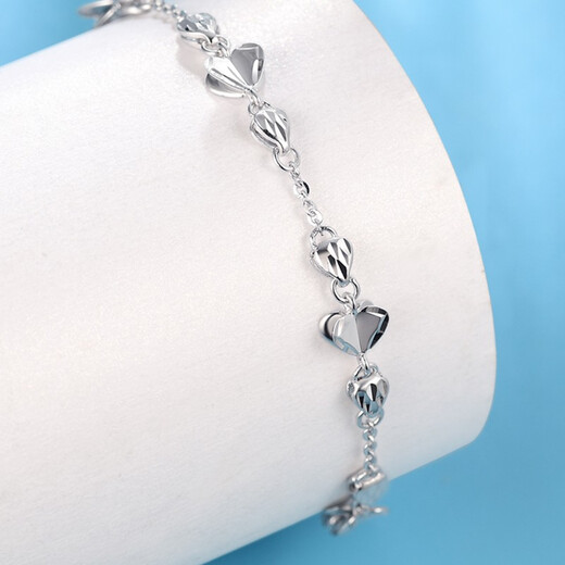 Farcoko brand platinum heart-to-heart bracelet for women PT950 jewelry for girlfriend and wife birthday and Valentine's Day gift PT950 heart-to-heart bracelet free engraving