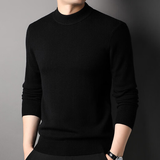 Hengyuanxiang Heavyweight 430G Thickened 100% Pure Wool Sweater Men's Half Turtle Collar Warm Sweater Men's Autumn and Winter Casual Sweater Light Khaki XL 390g Recommended 140-160Jin Jin equals 0.5 kg