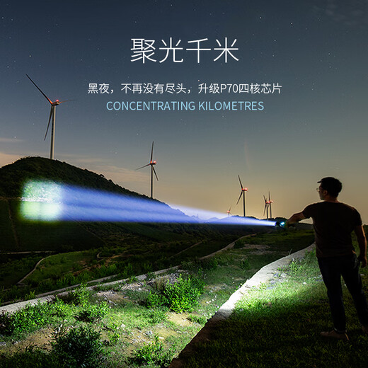 Smiling Shark E32 strong light long-range rechargeable flashlight P70P90 high power 26650 ultra-bright zoom waterproof outdoor outdoor lighting P90 wick telescopic dimming with 2 26650 batteries