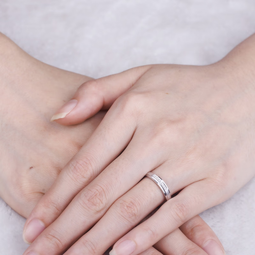 Xinwanfu PT950 Platinum Cluster Diamond Ring Couple Ring/Diamond Ring Wedding Ring Proposal Gift for Girlfriend Birthday PT950 Platinum Women's 5 Points Diamond No. 11