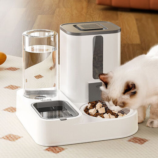 Raft core automatic cat feeder cat food and water two-purpose cat bowl dog bowl food bowl double bowl drinking and feeding device integrated cat bowl ceramic pet automatic drinking water feeding integrated sky blue + ceramic bowl