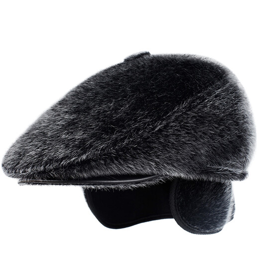 GLO-STORY peaked cap men's autumn and winter old man's hat imitation mink fur beret forward middle-aged and elderly hat MMZ934088